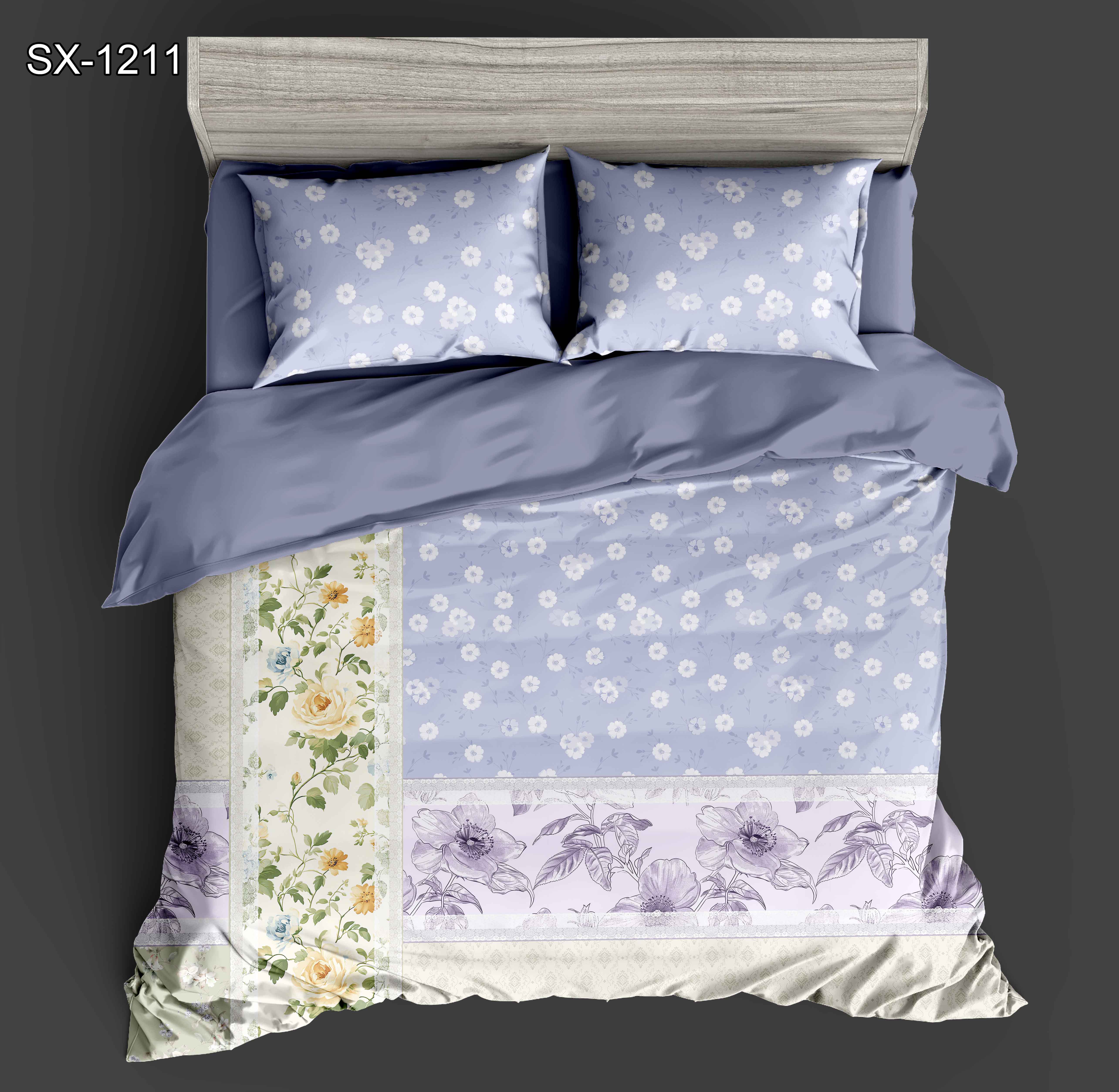 5D digital typis lectum sheet set cum patchwork floralibus et vindemiam exemplar consilium