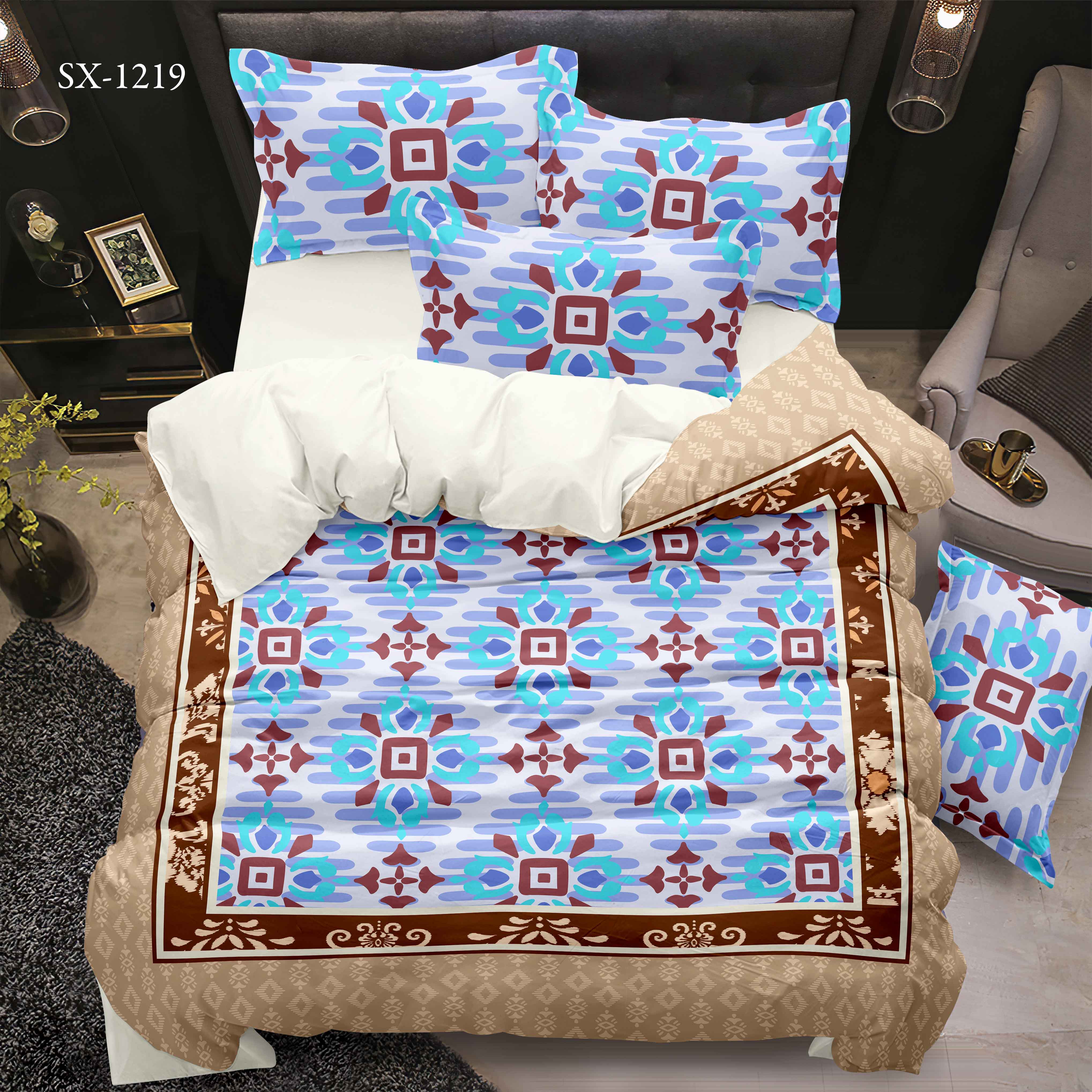 5D digital typis lectum sheet set cum geometric Mosaic et exornantur Terminus Design