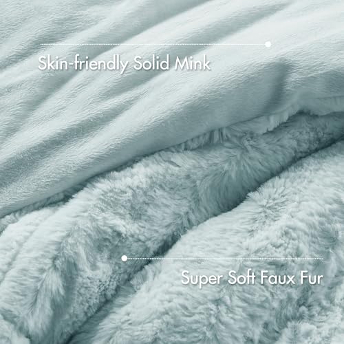 Faux Fur Duvet Cover Set, Ultra-Soft Plush Stramenta cum Ribbed textura, Cosy Luxuria Paraclitus Cover Set