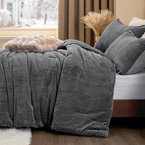 Reversibilis Knitted Flannel & Velvet Paraclitus Set - 3D Folium Texture III-Piece Stramenta Pone
