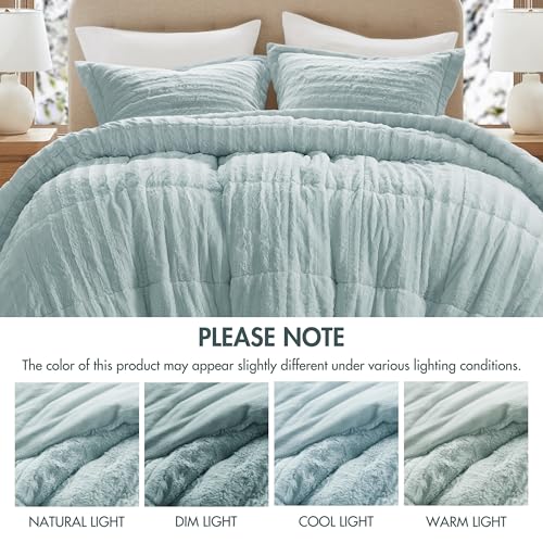 Faux Fur Duvet Cover Set, Ultra-Soft Plush Stramenta cum Ribbed textura, Cosy Luxuria Paraclitus Cover Set