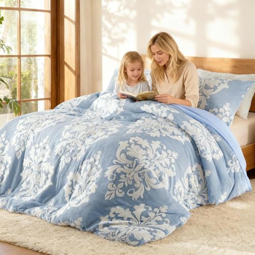 Burnout Typis Flannel Winter Consolator Bohemus Plush Quilt cum Ultra-Soft Microfiber Backing, Warm All-Tempus Bedding