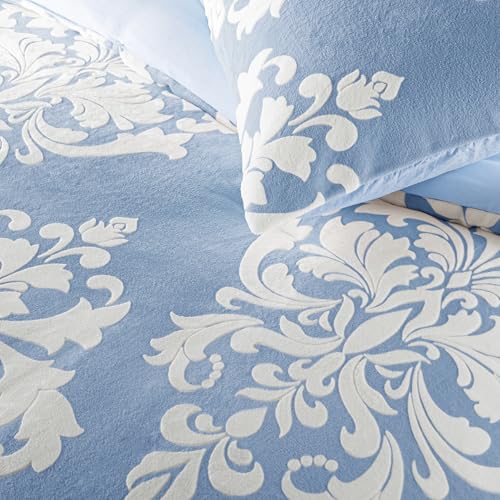 Burnout Typis Flannel Winter Consolator Bohemus Plush Quilt cum Ultra-Soft Microfiber Backing, Warm All-Tempus Bedding