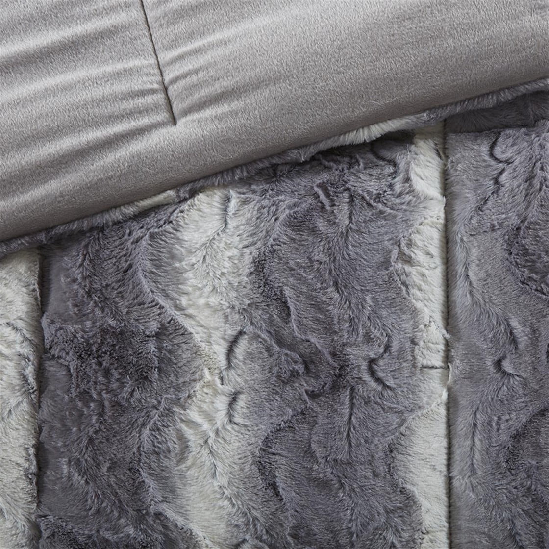 Faux Mink Fur Duvet Cover Set, Quilted Plush Stramenta Pone Molli Microfiber Faux Fur, Cozy Modern Consolator Cover Set