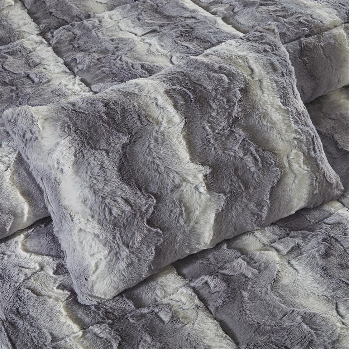 Faux Mink Fur Duvet Cover Set, Quilted Plush Stramenta Pone Molli Microfiber Faux Fur, Cozy Modern Consolator Cover Set